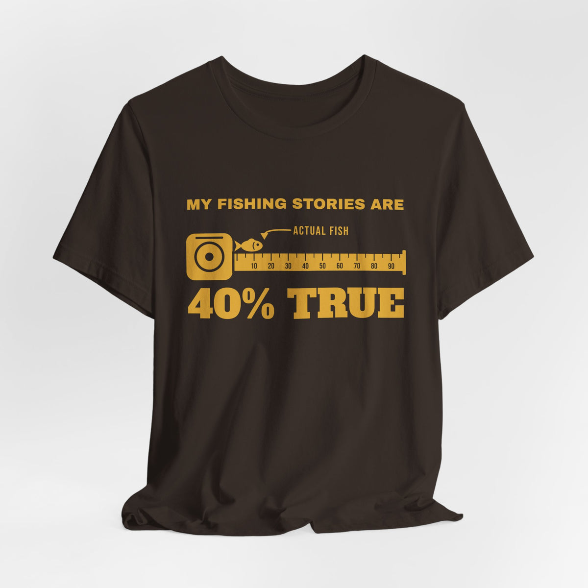 My Fishing Stories Are 40% True Tee (Gold Ink)