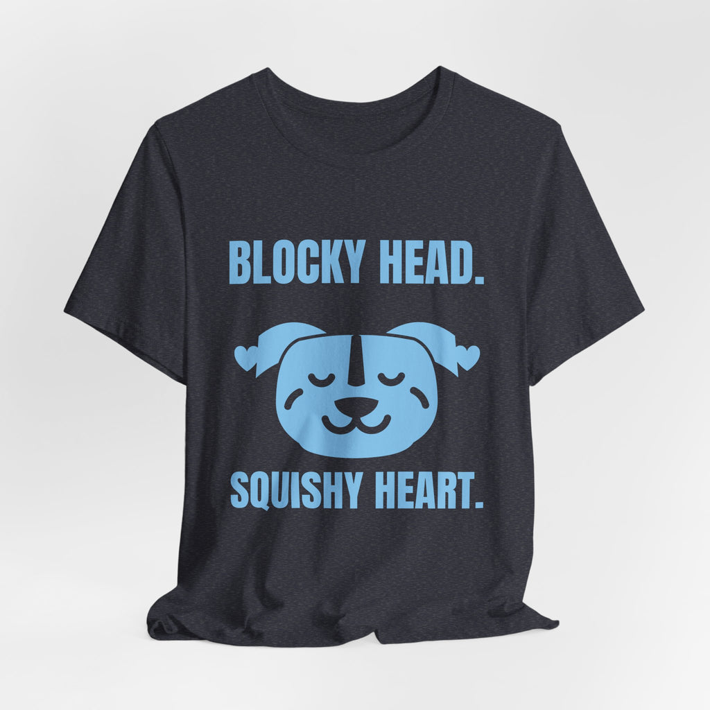 Blocky Head. Squishy Heart Tee (Sky Blue Ink)