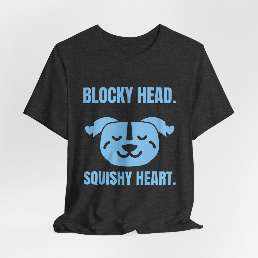 Blocky Head. Squishy Heart Tee (Sky Blue Ink)