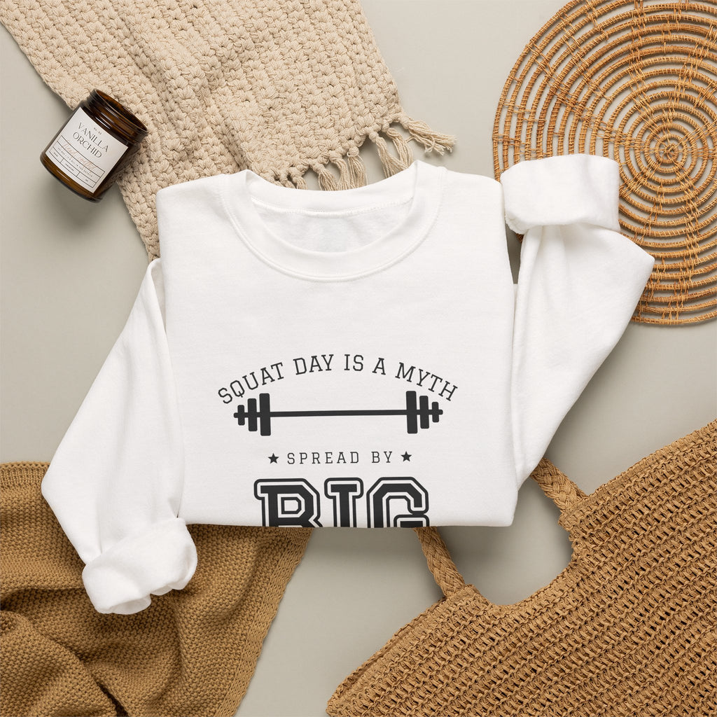 Squat Day Is a Myth Spread by Big Squat Crewneck Sweatshirt (Light)