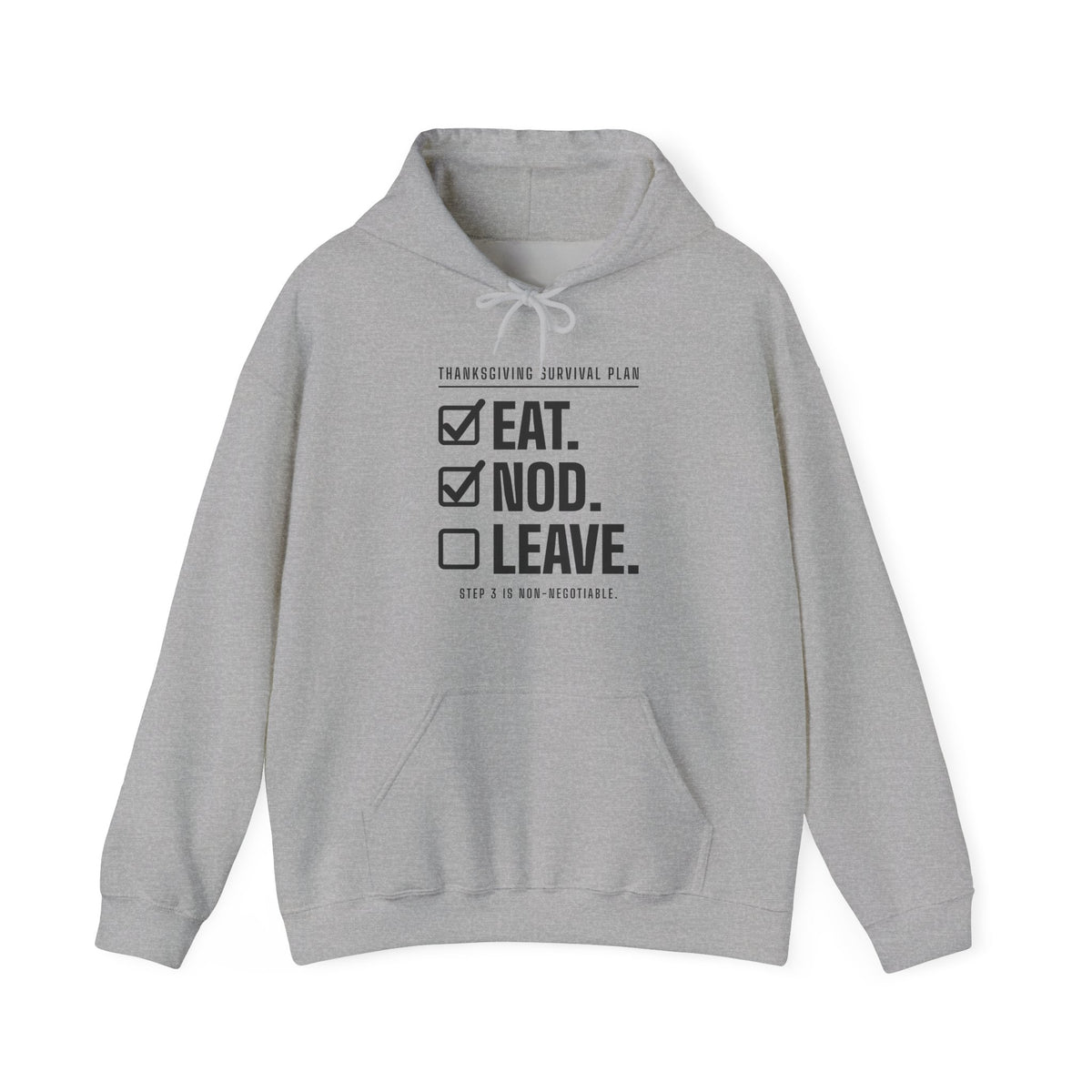 Eat. Nod. Leave. Hoodie (Light)