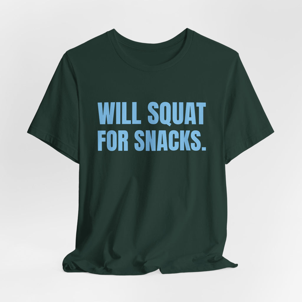 Will Squat for Snacks Tee (Sky Blue Ink)