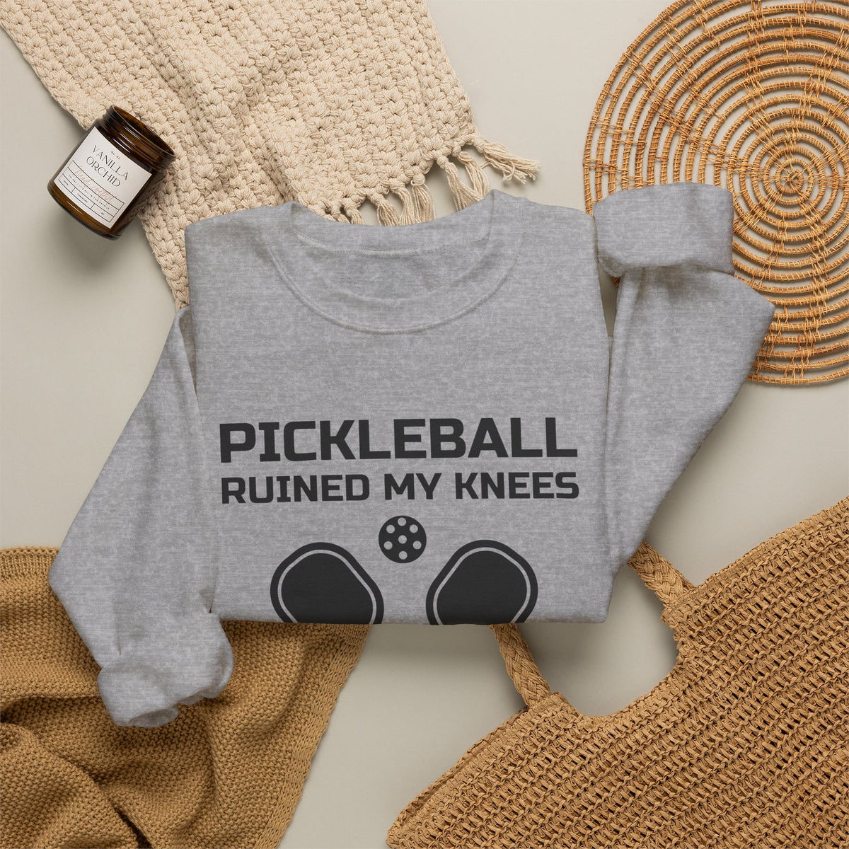 Pickleball Ruined My Knees and I'd Do It Again Crewneck Sweatshirt (Light)