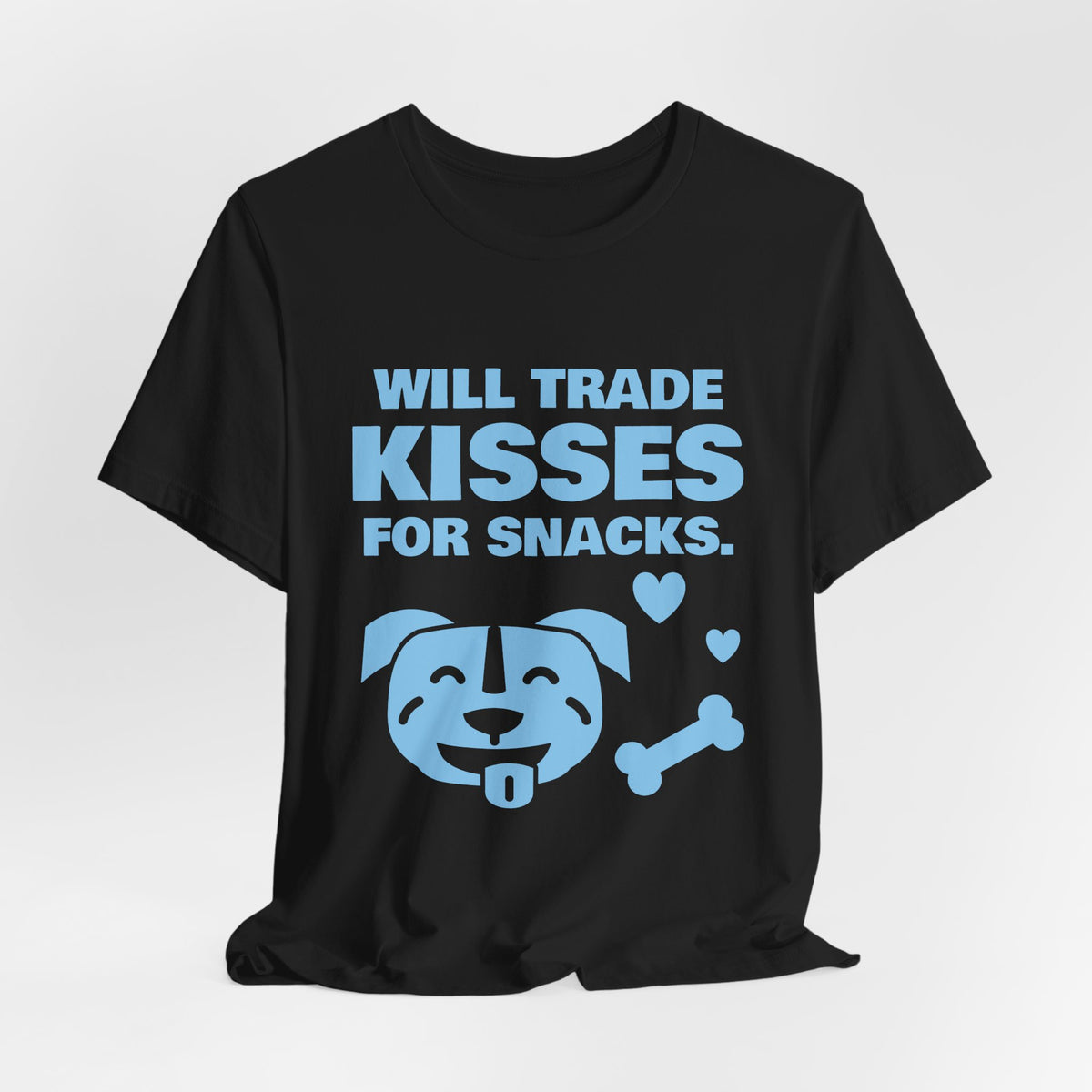 Will Trade Kisses for Snacks Tee (Sky Blue Ink)